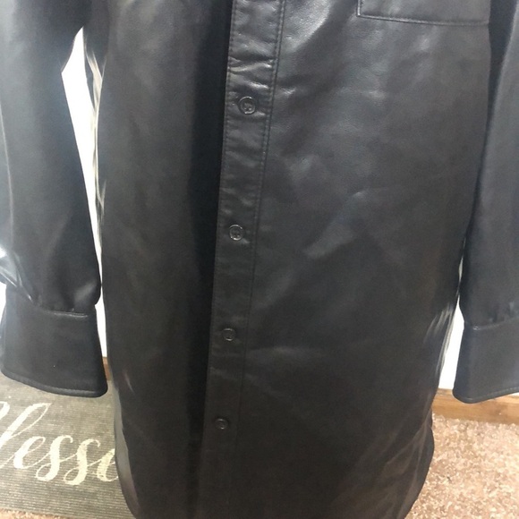 Bagatelle collection black faux leather pocketed long coat size medium​ - Picture 4 of 11